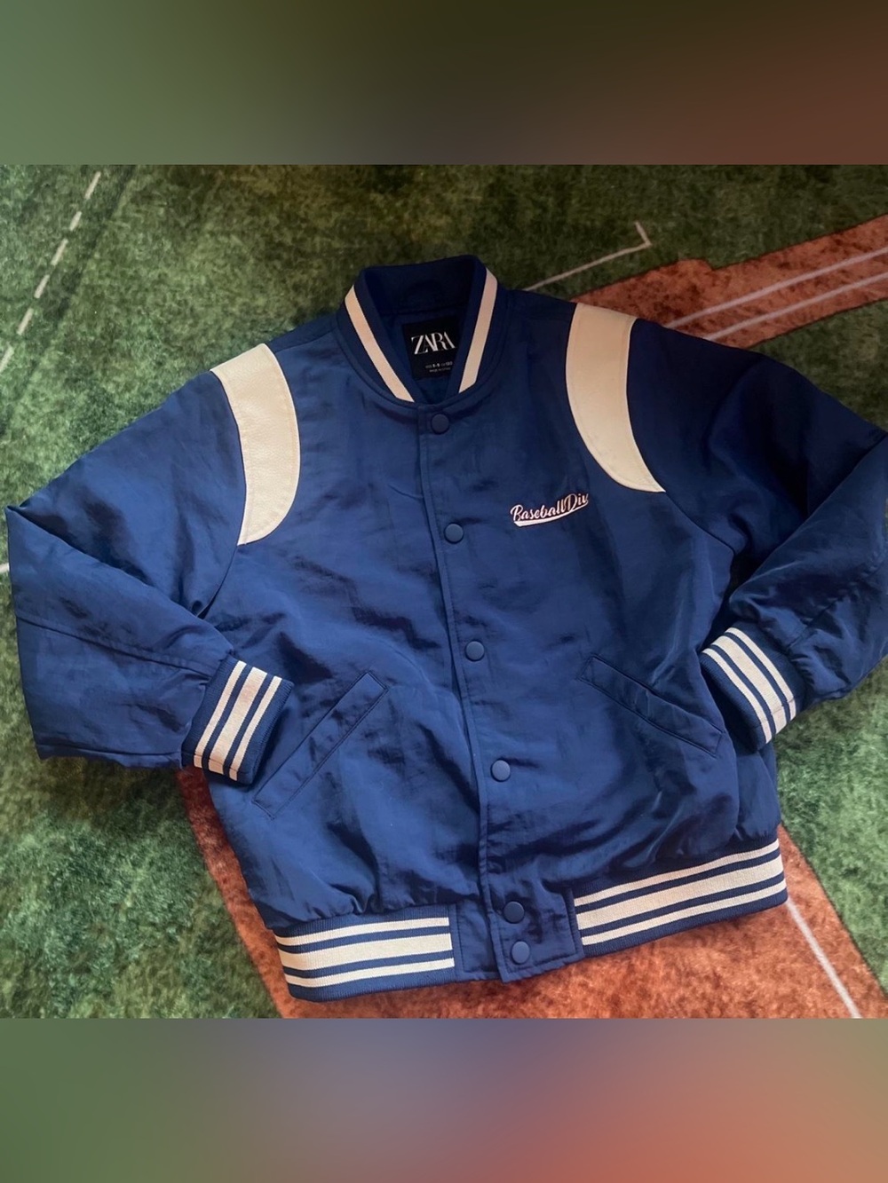Zara Boys Blue & Cream Varsity Baseball Jacket Size 8-9 Years (130cm / 51")